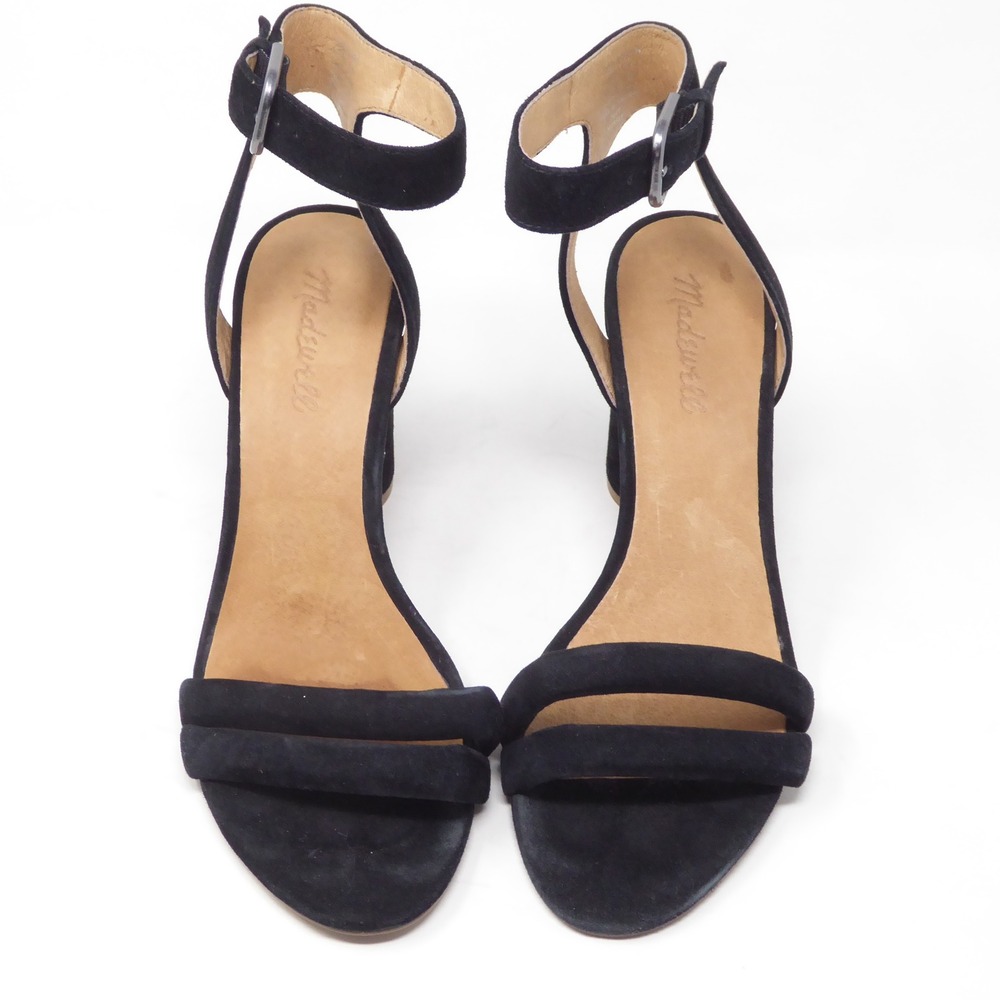 Madewell Rosalie Women Sandals Black Suede Block Heel Ankle Strap 8.5 - Picture 3 of 10